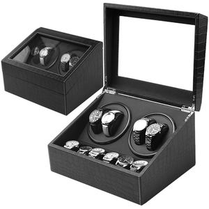 Venta al por mayor caja enrolladora <span class=keywords><strong>de</strong></span> reloj 4 ranura <span class=keywords><strong>de</strong></span> lujo <span class=keywords><strong>de</strong></span> caja con 6 reloj <span class=keywords><strong>de</strong></span> almacenamiento en stock reloj moderno soporte <span class=keywords><strong>de</strong></span> caja - Product Image 1