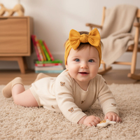 Bandeau pour bébé fille Huyo Solid Cable Bow, 7-12 mois, quatre saisons, accessoires pour cheveux en nylon et bambou