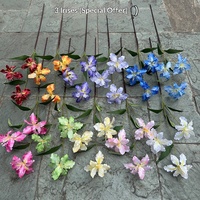 Nouvelles fleurs artificielles en gros pour décoration d'allée de mariage, style jardin, iris à 3 têtes, pour l'exportation