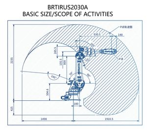 Robot de palettisation BRTIRUS2030A, longueur du bras 2058 mm, capacité de charge 30 kg, moteur IP54, multi-tension, pour l'empilage de cartons. - Product Image 4