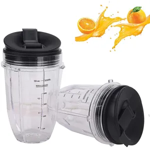 Nutri Ninja 24 oz. Tritan Cups with Sip & Seal Lids by NutriGear.  Compatible with BL480, BL490, BL640, & BL680 Auto IQ Series Blenders (Pack  of 2)