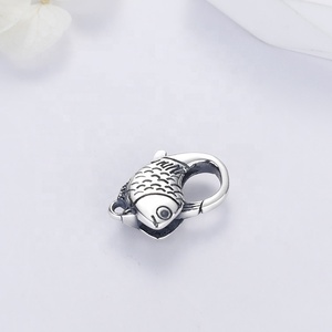 Oxy hóa Sterling Bạc cá mô hình khóa, 925 hình dạng động vật thiết kế mặt dây chuyền tôm hùm clasp, quyến rũ chủ trang sức phát hiện - Product Image 4