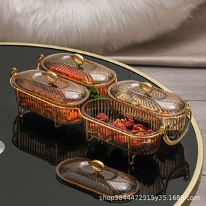 Oval Compartmentalized Fruit Platter With Lid And Handle For Living Room <b>Storage</b> <b>Trays</b> 2-3 Sections Food Serving Dish - Product Image 3