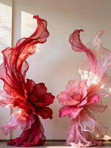 Installation artistique géante en organza pour décor de scène d'entrée de mariage, banquets de fiançailles, vitrines de centres commerciaux - Product Image 1
