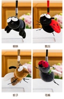 Porte-clés en peluche insecte mignon et réaliste, breloque souple en forme de insecte pour sac à dos, souvenir de fête, décoration Kawaii