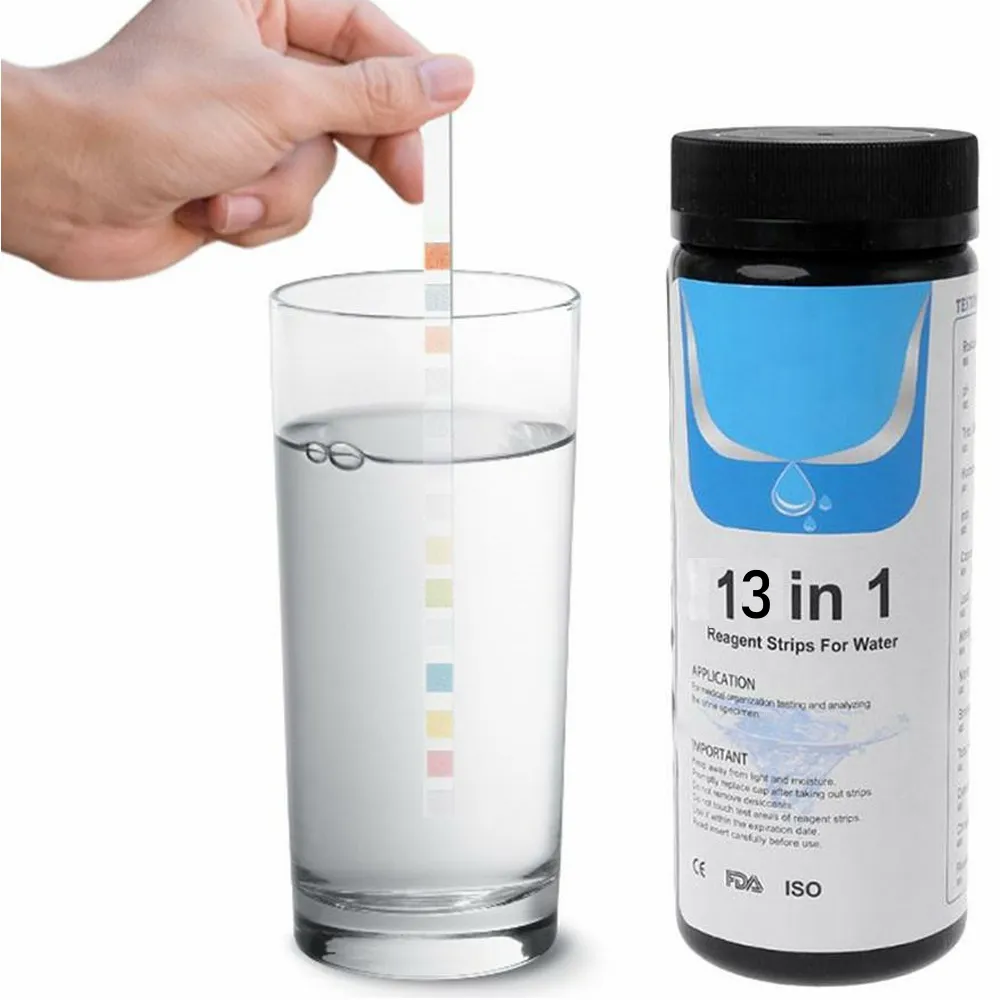 Vansful 13 in 1 Pool Drinking water test Strips Tap Water Quality Test Strip for Testing Hardness PH Bromine Nitrate