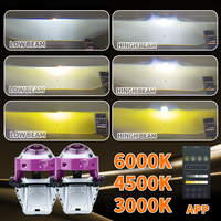 Nouvelle application de contrôle, tricolore, 3 couleurs, G11 160W 20000LM, double réflecteur, 3 pouces, H4 H7 9006, lentille de projecteur Bi LED pour voiture