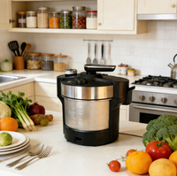 Robot culinaire électrique multifonctionnel professionnel 6L 1000W en acier inoxydable avec fonction chauffante et maintien au chaud pour usage domestique