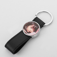 Porte-clés en cuir PU vierge pour sublimation, impression photo personnalisée, plaques métalliques en forme de cœur, rondes ou carrées