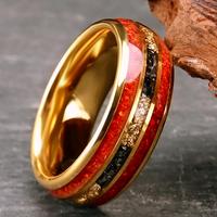 Bague opale en or 8mm 14k plaqué or pierre précieuse opale bague faite à la main cadeau pour l'amour bague de mode de luxe incrustation météorite et opale rouge