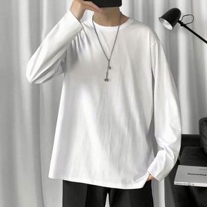 T-shirt à manches longues ample en coton tricoté uni avec élasthanne pour homme, collection automne-hiver, vente en gros - Product Image 4