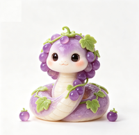 Figurine de dessin animé mignonne en forme de serpent de raisin en PVC ABS injecté, jouet de collection en boîte mystère, usine OEM
