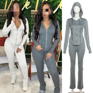 K23s37541 Mùa Thu 2024 Phụ Nữ Tracksuit Áo Chạy Bộ Mặc Phòng Tập Thể Dục Tập Thể Dục Phụ Nữ Hai Mảnh Quần Bộ