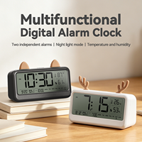 Jam Alarm Kalender Plastik Nordik Harga Pabrik, Bertenaga Baterai, Termometer Higrometer, Jam Digital Kamar Tidur Anak