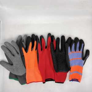 Bán buôn giá rẻ Nhà Máy Giá Crinkle Latex tráng thoải mái an toàn vườn găng tay 13 gam Polyester Lót tùy chỉnh màu sắc logo - Product Image 6