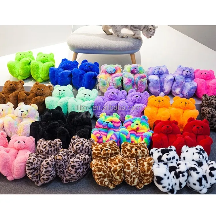 in stock kids black teddy bear slipper plush slippers house with duffle pink bag for women girls babies