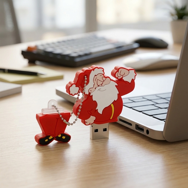 New 100% Real Capacity Christmas Gift USB Flash Drive 16GB-64GB Cartoon Santa Claus USB 2.0 with 3-Year Warranty