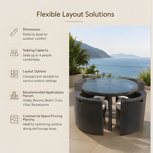 Ensemble de table et de chaises en rotin pour patio, ensemble moderne d'extérieur avec personnalisation - Product Image 5