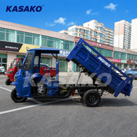 Tricycle motorisé Kasako avec cabine fermée, moteur à essence 200cc, transport de marchandises, 3 passagers, charge utile de 400 kg