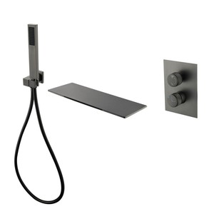 Jboyuan Concealed Wall <b>Mounted</b> Bathtub Faucet 304 Stainless Steel Waterfall Shower Head Rectangle Rain <b>Spray</b> - Product Image 5