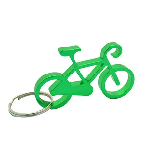 حلقة مفاتيح ألومنيوم فارغة، مفتاح زجاجات، سلاسل مفاتيح متعددة الاستخدامات مخصصة بالتسامي، على شكل دراجة مع شعار
