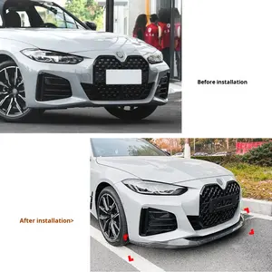 Kit de Divisor de Labio Delantero AMP-Z para BMW Serie 4 G26 <span class=keywords><strong>2014</strong></span>- M Sport, Estilo Fibra de Carbono Brillante ABS, Parachoques Delantero, Exterior de la Carrocería - Product Image 2