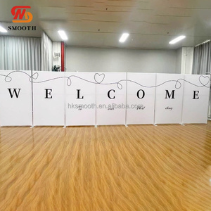SMOOTH Welcome Custom Printed Fabric Partition <b>Screen</b> Metal Stand Arch with Fabric stand for Wedding Entrance Reception Decor - Product Image 2