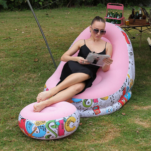 <b>Inflatable</b> <b>Sofa</b> Flocked Beanbag Outdoor Portable Recliner 116x98x83cm PVC Adult Use - Product Image 3