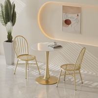 Ensemble de chaises de salle à manger en métal noir moderne et table ronde à base de tulipe pour café
