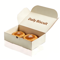 Boîtes à biscuits jaunes de qualité alimentaire, logo personnalisé, laminées mat/brillant, pliables, pour boulangerie, emballage alimentaire sûr pour pâtisseries.
