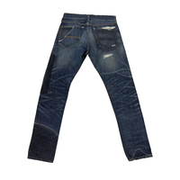 Jeans skinny élastiques vintage pour hommes, patchwork, patchs OEM, mode écologique, pantalon en denim crayon