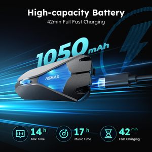 ASMAX Intercomunicador de Moto Z1 PLUS, Intercomunicador Inalámbrico ABS Full Duplex 8000M, Casco de Motocicleta con Bluetooth - Product Image 2