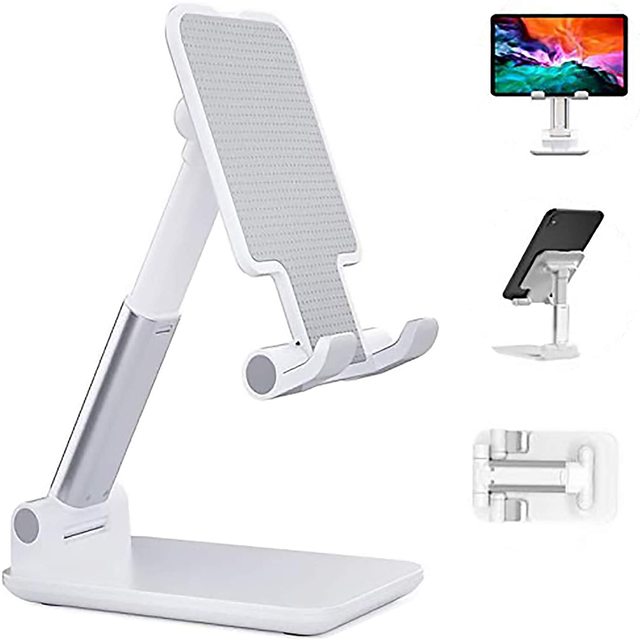 Angle Height Adjustable Cell Phone Stand for Desk Fully Foldable Cell Phone Storage Holder
