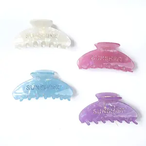 YIYI Factory direct sales 10cm half-moon-shaped acetate crystal hair clip temperament rhinestone hair claw for ladies