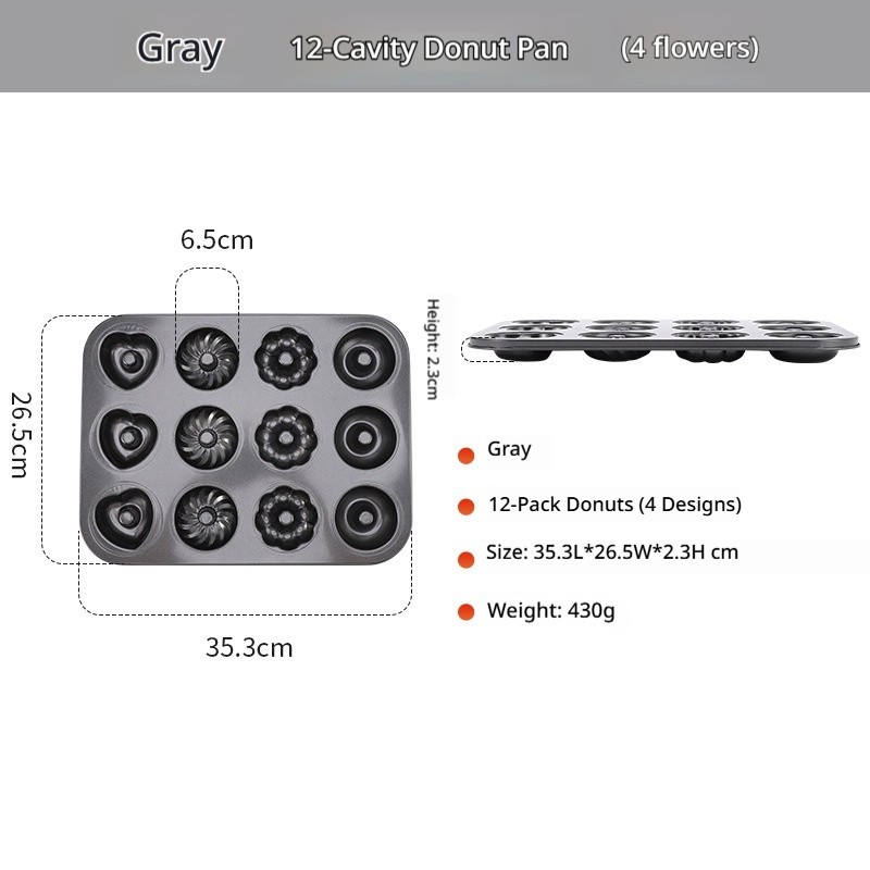 Gray - 12 donuts (4 flowers)