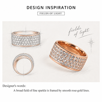 Breiter Zirkon-Pavé-Ring aus Edelstahl mit 14K Gold Vakuumbeschichtung in Roségold-Ton, Funkelnder Statement-Ring