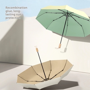 <span class=keywords><strong>Parapluie</strong></span> solaire pliable à trois volets, simple, pour <span class=keywords><strong>homme</strong></span> et femme, avec manche en bois massif, résistant au vent, avec colle colorée, <span class=keywords><strong>petit</strong></span> pare-soleil pour usage quotidien - Product Image 2