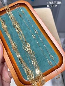 Mới Đến Thiết Kế Đơn Giản K Vàng Mỏng Vòng Cổ Rắn Dây Chuyền Vàng 18K Đồ Trang Sức 18Inches Pig Mũi Chuỗi Liên Kết Chuỗi - Product Image 2