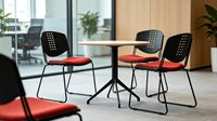Chaise de conférence ergonomique moderne rembourrée en tissu, siège de réunion avec dossier solide et base en métal pour bureaux et salles de réunion scolaires