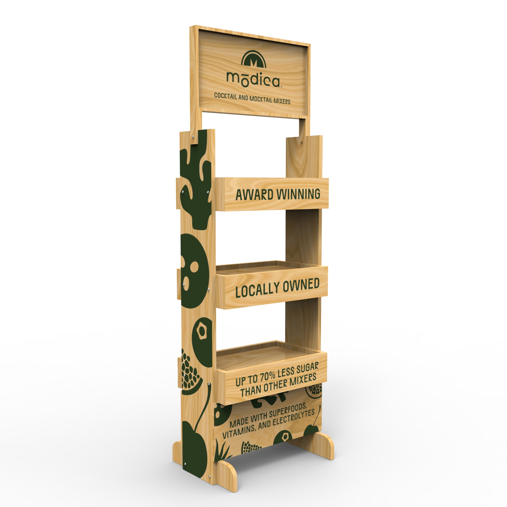 Apache Modern Customized Wooden Floor Standing Display Racks with Custom Logo Painted Surface Easy Assembly for Store Use — view 2