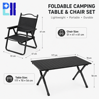 Ensemble table et chaises pliantes d'extérieur noires, mobilier de camping portable pour pique-nique, jardin et plage