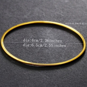 Bán Buôn Của Phụ Nữ 24K Vàng Vàng Đầy Cổ Điển Mỏng Bangle Đơn Giản Phong Cách Dây Vòng Đeo Tay 60Mm/62Mm/65Mm Thời Trang - Product Image 4