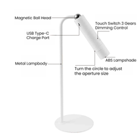 Lampe de table portable multifonction 4 en 1 détachable, rechargeable, LED, pour la maison, le bureau, à intensité variable en continu, lampe de bureau magnétique