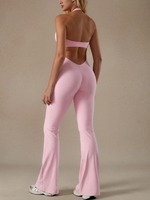 Combinaison de yoga une pièce à col en V avec dentelle et logo personnalisé pour femme, dos ouvert, taille haute, anti-humidité, séchage rapide, tenue de sport