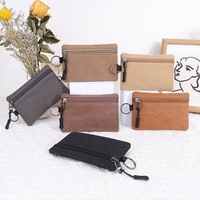 Dompet Kecil Kanvas Dompet Koin Ringan Portabel Kantong Tali Pengikat Gesper Uniseks Tempat Kartu Kunci Tas Penyimpanan Lapisan Poliester
