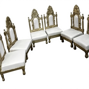 Derniers modèles de chaises de mandap de mariage blancs et dorés, ensemble de 6 chaises basses pour mandap de mariage indien Vedi, pour événements en Australie - Product Image 2