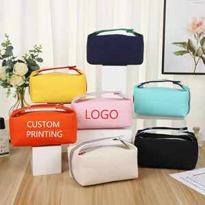 Bolsa de Maquillaje de Viaje de Lujo Personalizable con MOQ Bajo, Logotipo Personalizado, Bolsa de Cosméticos de Lona Ecológica Portátil con Cierre - Product Image 2