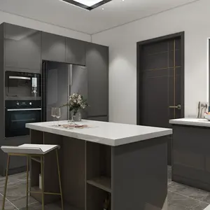 Özel Modern stil son 3d tasarım laminat mobilya katı ahşap modüler mutfak dolapları