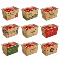 Boîte à baies en papier kraft durable à parois profondes, perforée sur mesure, avec film thermoscellable pour l'emballage des myrtilles et des raisins