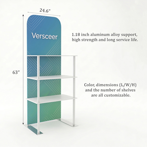 ZYLOMAK Custom Tension Fabric Trade Show <b>Counter</b> with 3 Internal Shelves Portable Aluminum Podium for Exhibition Events - Product Image 4